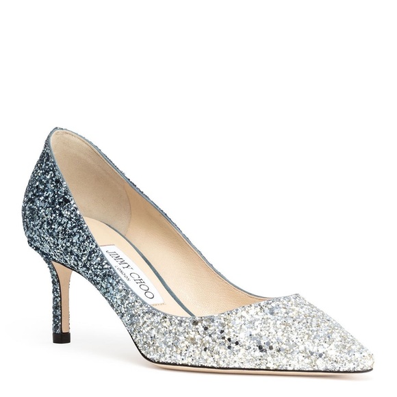 Jimmy Choo Shoes - EUC JIMMY CHOO Romy 60 silver blue glitter pumps 36 $750